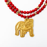 Red Double Jade with Bulldog Medallion