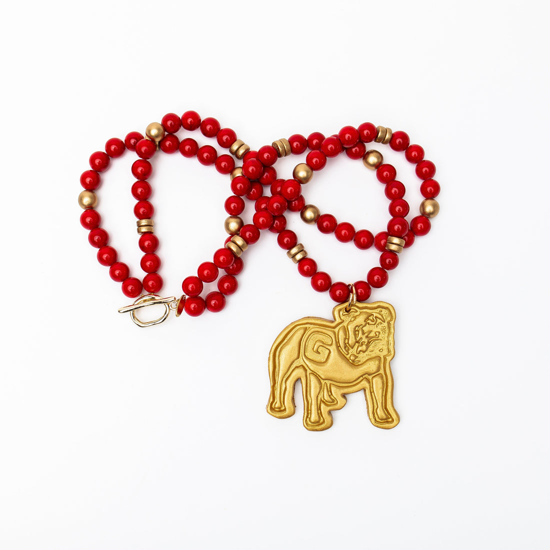 Red Double Jade with Bulldog Medallion