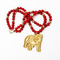 Red Double Jade with Bulldog Medallion