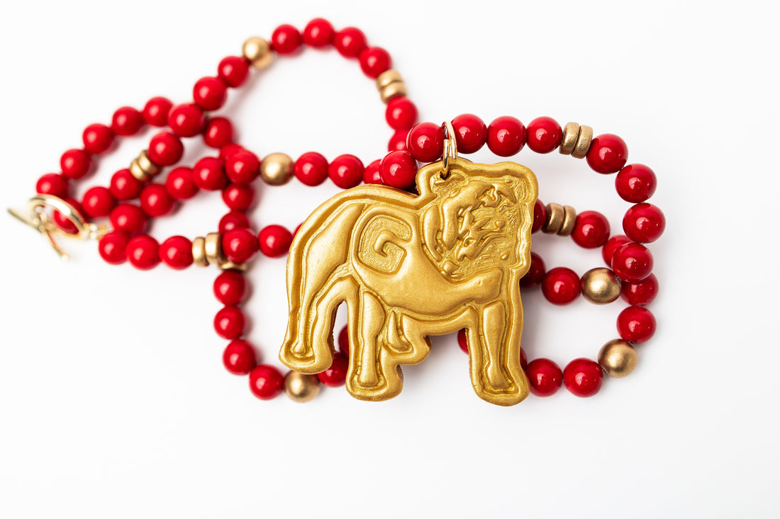 Red Double Jade with Bulldog Medallion