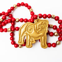 Red Double Jade with Bulldog Medallion