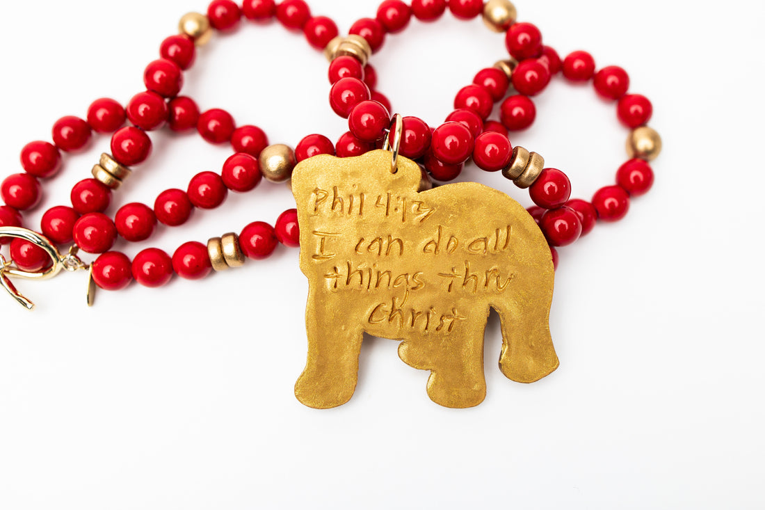 Red Double Jade with Bulldog Medallion