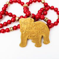 Red Double Jade with Bulldog Medallion