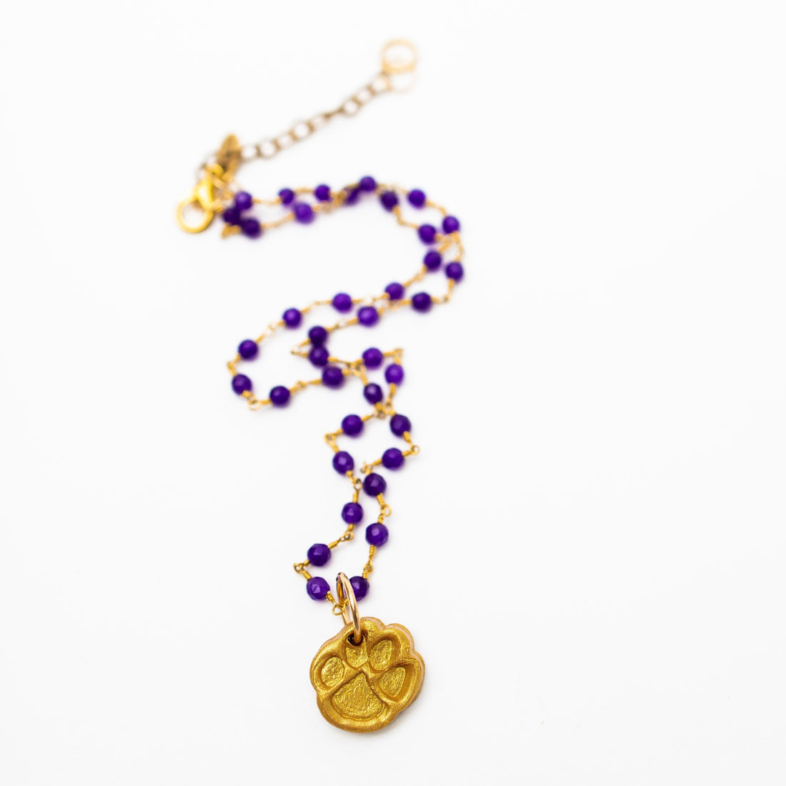 Purple Jade Chain with Tiny Paw