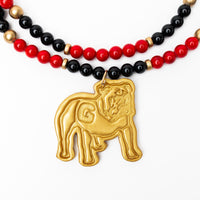 Black and Red Jade Double with Bulldog Medallion