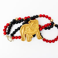 Black and Red Jade Double with Bulldog Medallion