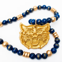 Blue Gold Leafed Jade with Wildcat