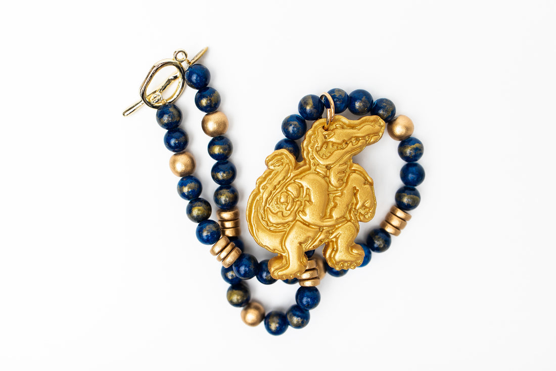 Blue Gold Leafed Jade with Gator