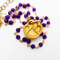 Purple Jade Chain with Tiny Paw