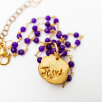 Purple Jade Chain with Tiny Paw