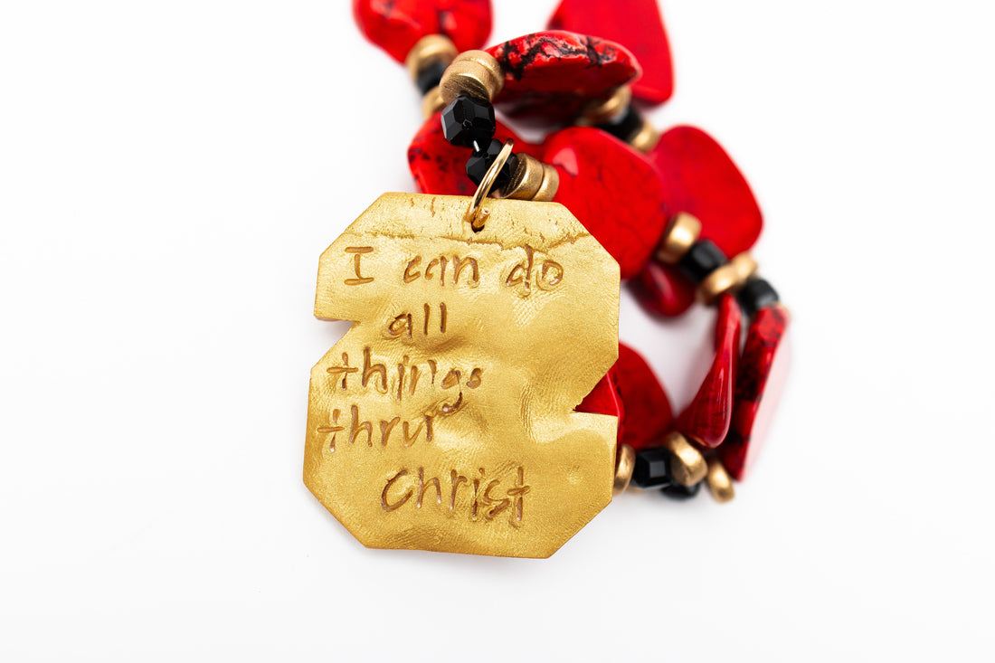 Red Nuggets with Black Jade and NC Medallion