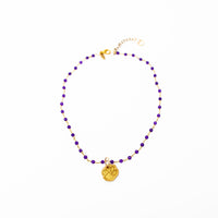 Purple Jade Chain with Tiny Paw