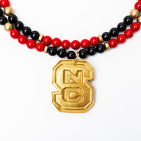 Black and Red Jade Double Strand with NC Medallion