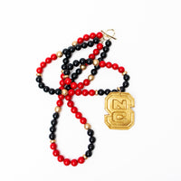 Black and Red Jade Double Strand with NC Medallion