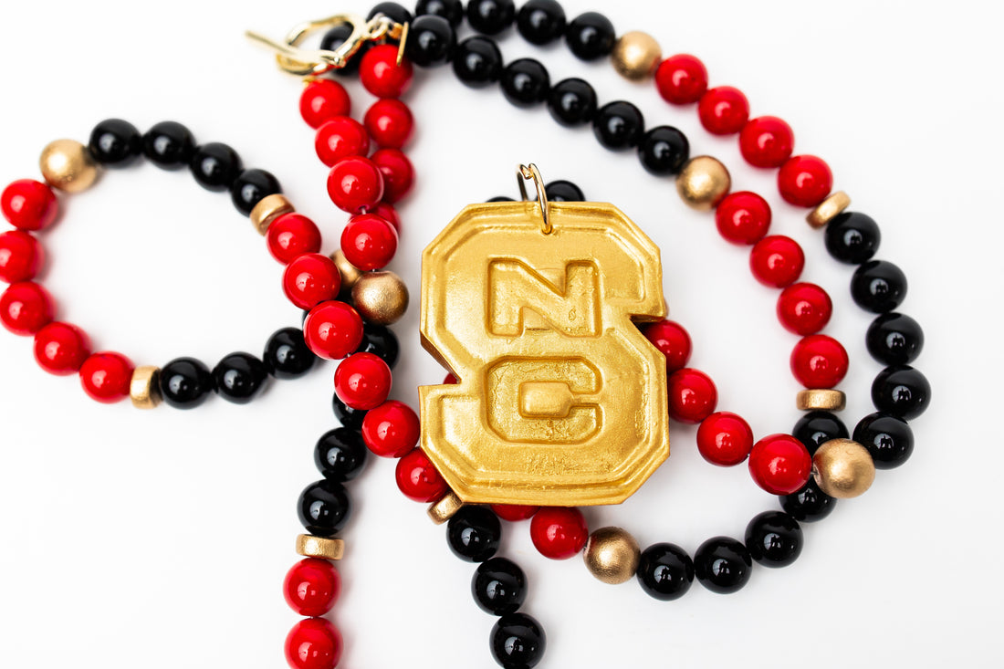 Black and Red Jade Double Strand with NC Medallion