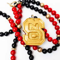 Black and Red Jade Double Strand with NC Medallion