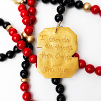 Black and Red Jade Double Strand with NC Medallion