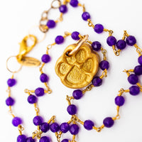 Purple Jade Chain with Tiny Paw