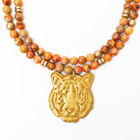 Orange Sea Jasper Double with Tiger