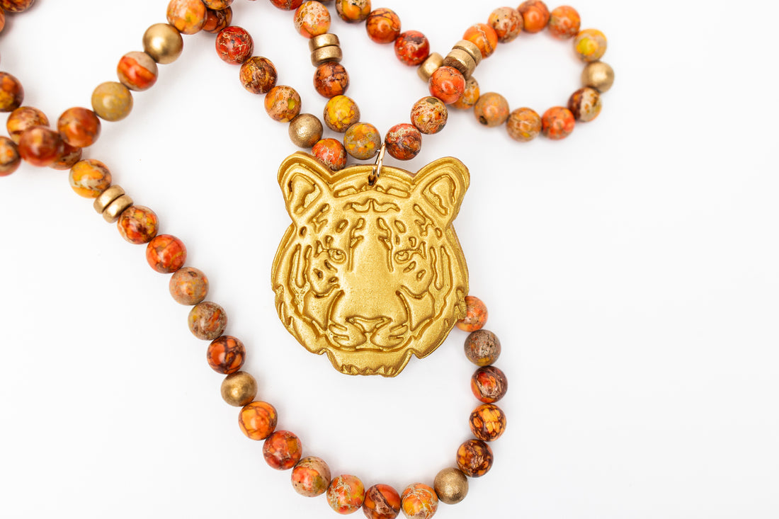 Orange Sea Jasper Double with Tiger