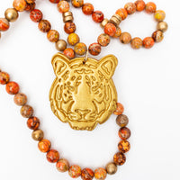 Orange Sea Jasper Double with Tiger