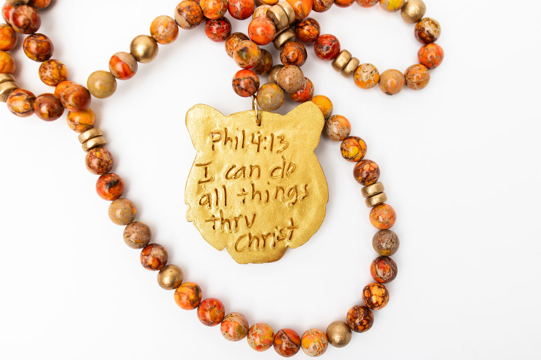 Orange Sea Jasper Double with Tiger