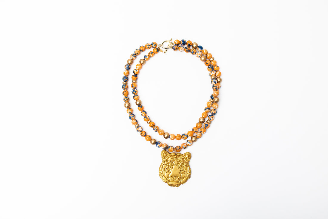 Orange and Blue double Rainflower Jasper with Tiger