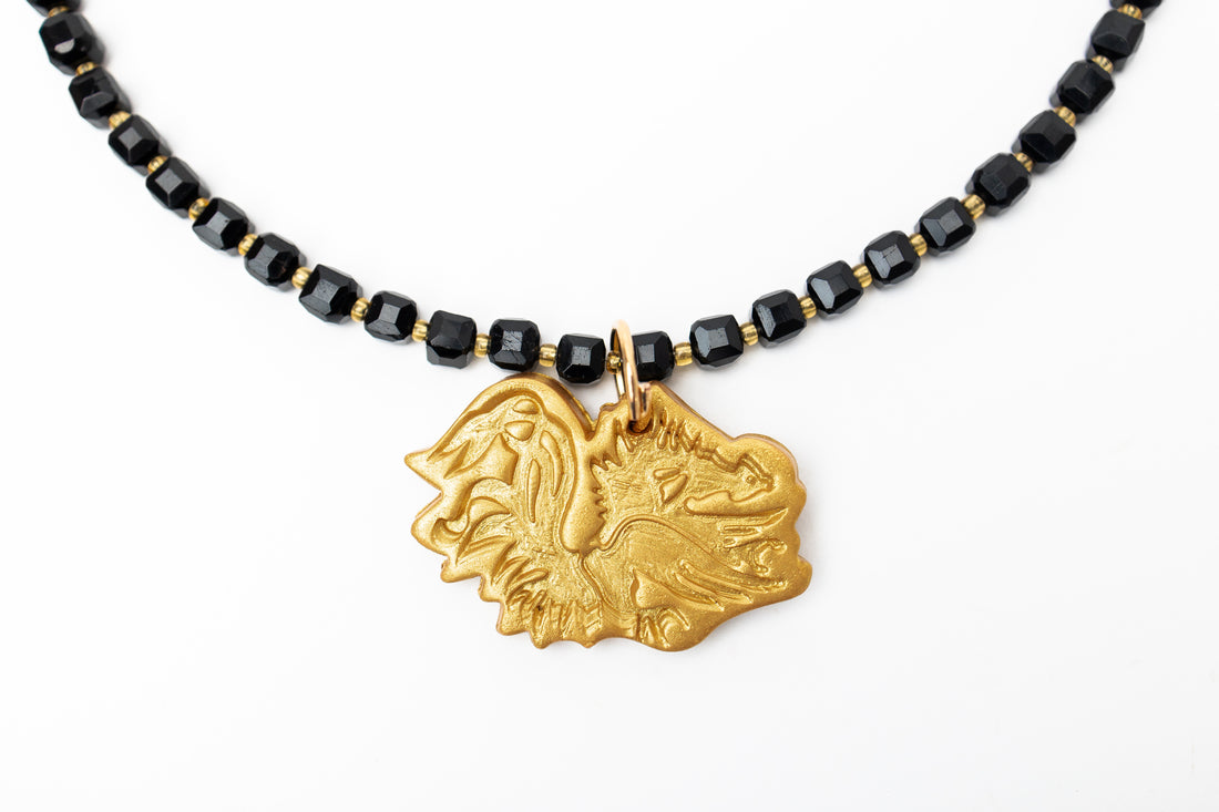 Adjustable Black Jade Nuggets with Gamecock