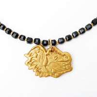 Adjustable Black Jade Nuggets with Gamecock