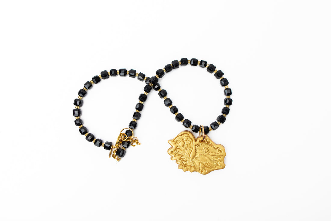 Adjustable Black Jade Nuggets with Gamecock