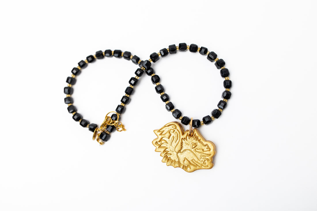 Adjustable Black Jade Nuggets with Gamecock