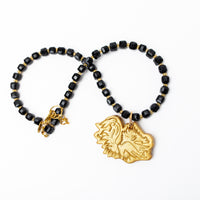 Adjustable Black Jade Nuggets with Gamecock