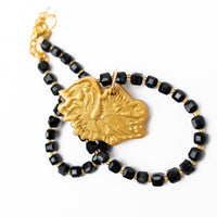 Adjustable Black Jade Nuggets with Gamecock