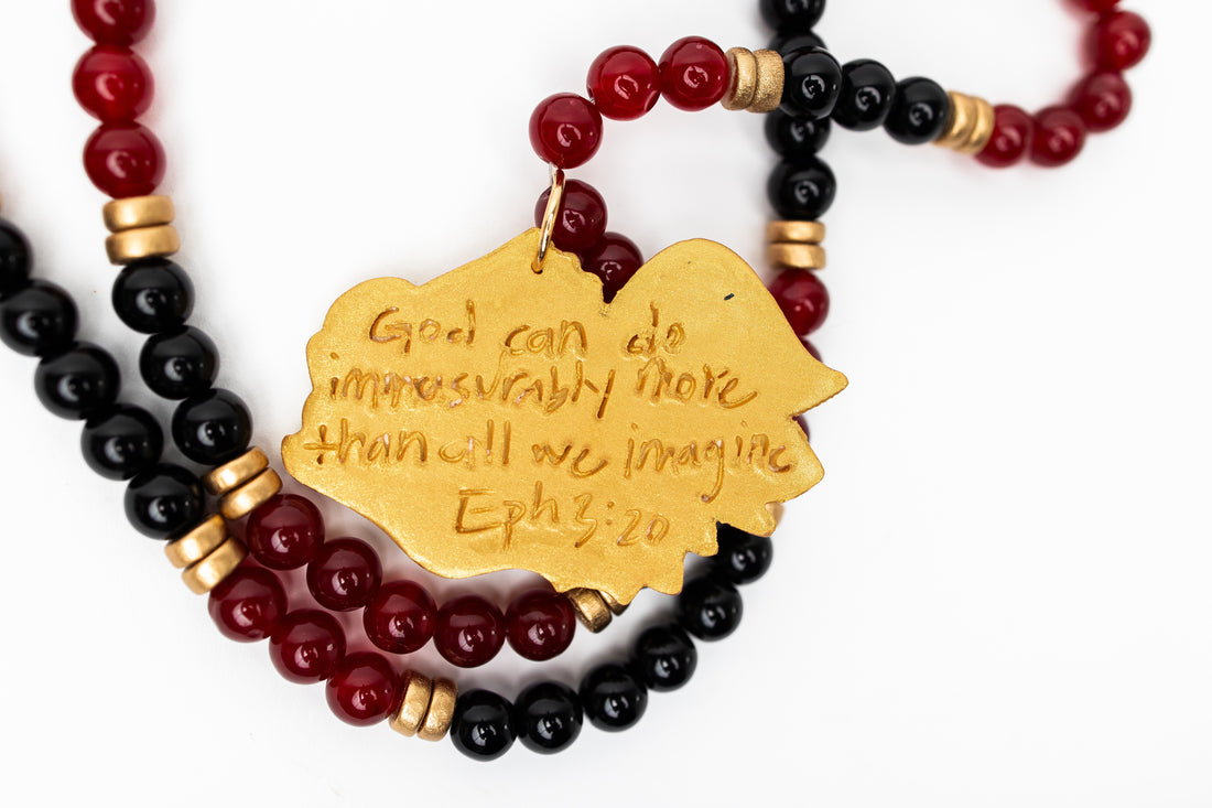 Garnet & Black Double Jade with Gamecock Medallion