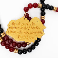 Garnet & Black Double Jade with Gamecock Medallion