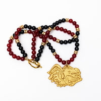 Garnet & Black Double Jade with Gamecock Medallion