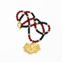Garnet & Black Double Jade with Gamecock Medallion