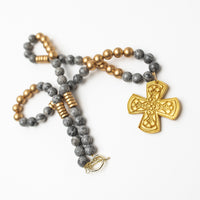 34" Gray Map Jasper with Kristin Cross