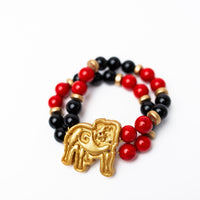 Red and Black Double Jade with Bulldog