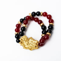 Garnet and Black Double Jade with Gamecock