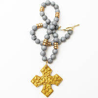 18" Silver Druzy Agate with Elaina Cross