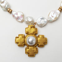 16-18" Baroque Pearls with Becky Pearl Cross