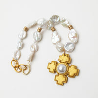 16-18" Baroque Pearls with Becky Pearl Cross