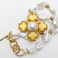 16-18" Baroque Pearls with Becky Pearl Cross