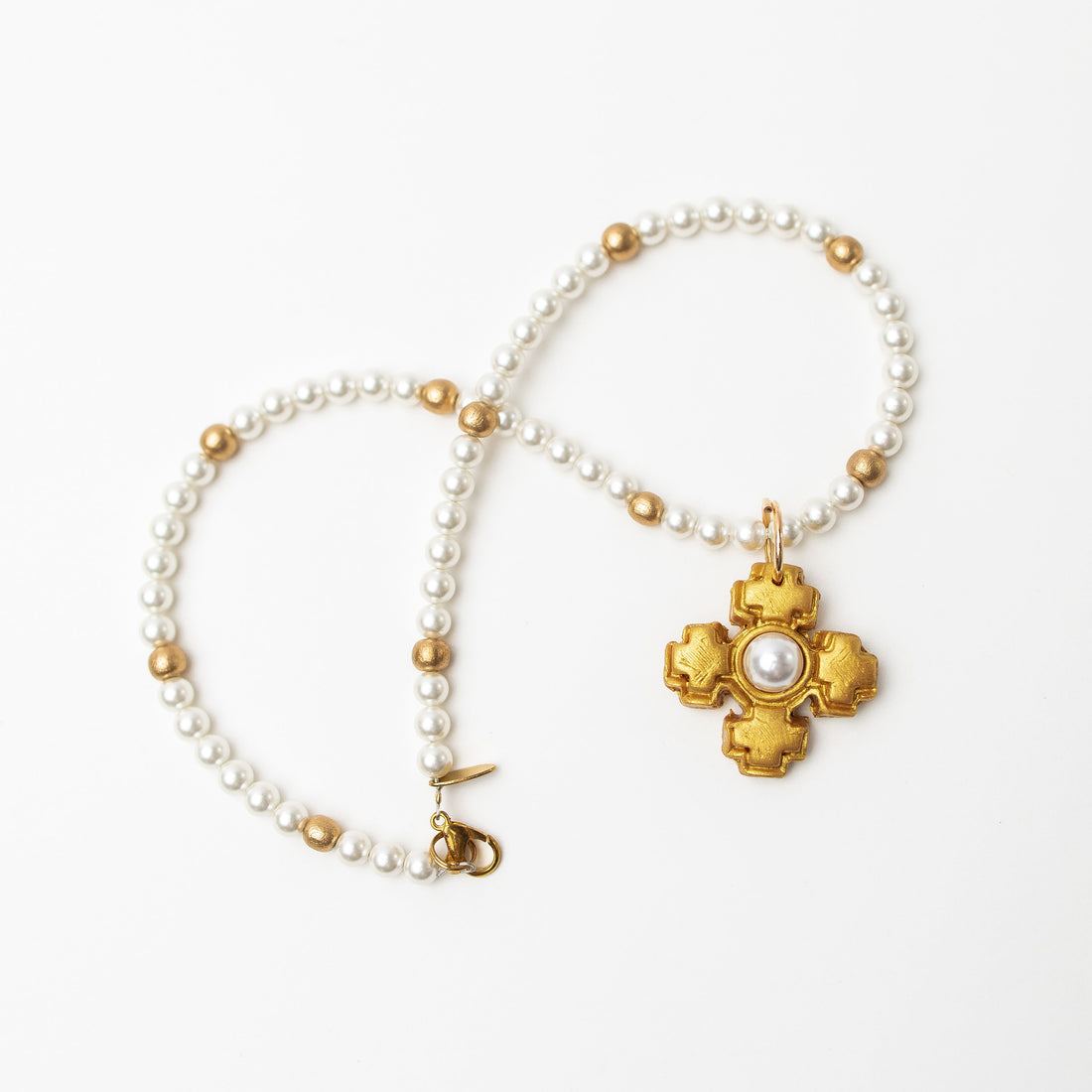 18" Pearls with Small Becky Pearl Cross