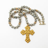 34" Dalmatian Jasper with Cami Cross