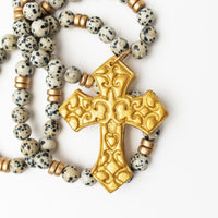 34" Dalmatian Jasper with Cami Cross