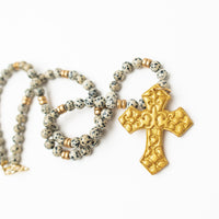 34" Dalmatian Jasper with Cami Cross