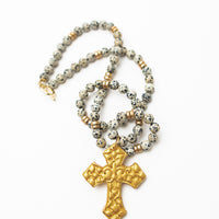 34" Dalmatian Jasper with Cami Cross