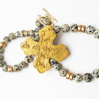 18" Dalmatian Jasper with Crown Cross